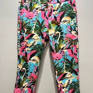Women's‎ Stretch Loudmouth Golf Flamingo Print Capri Cropped Pants Size 4
